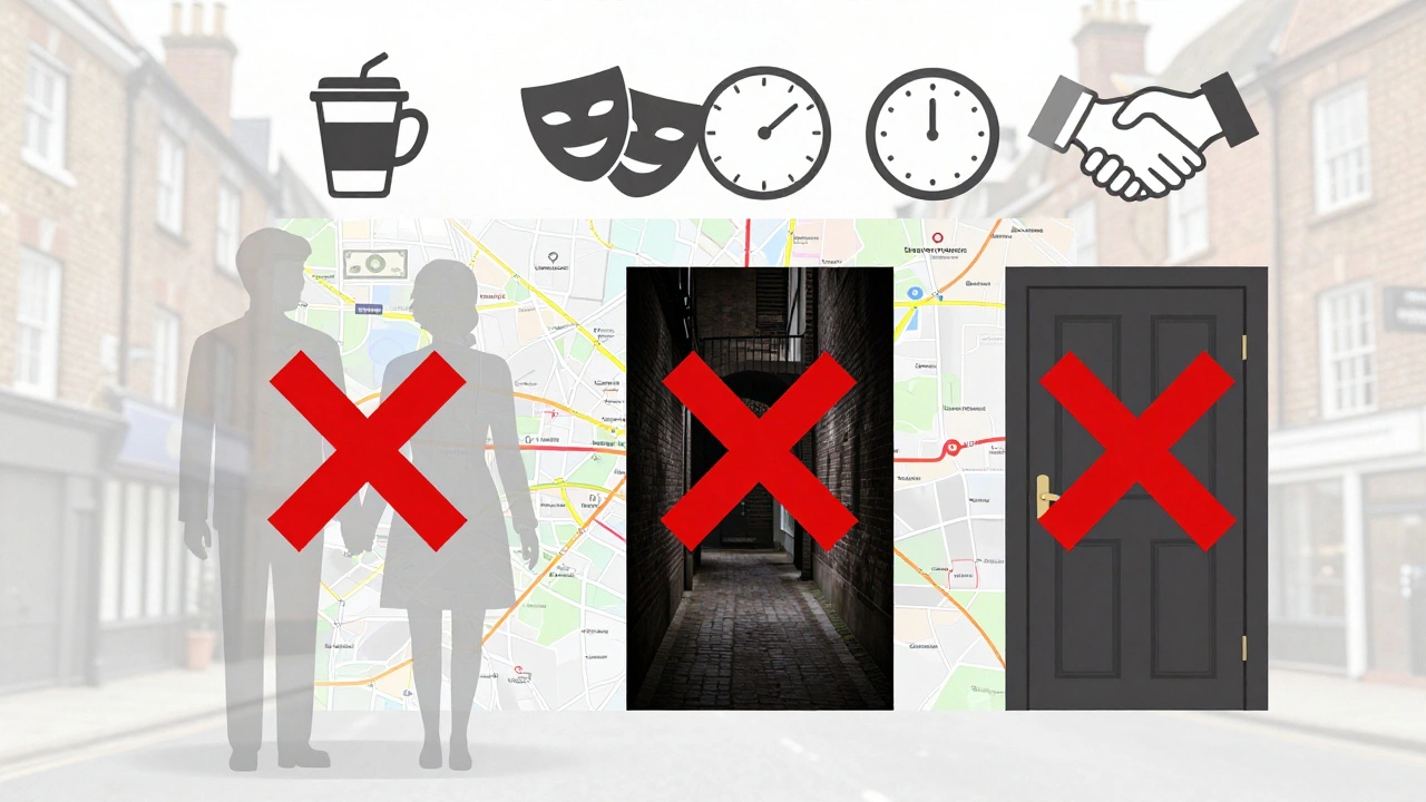 Symbolic illustration showing safe companionship icons versus risky elements.